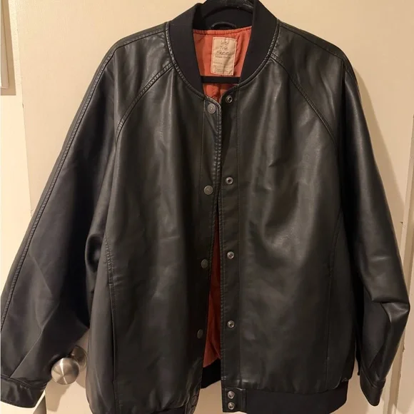 We The Free Black Leather Bomber Jacket - Picture 1 of 7